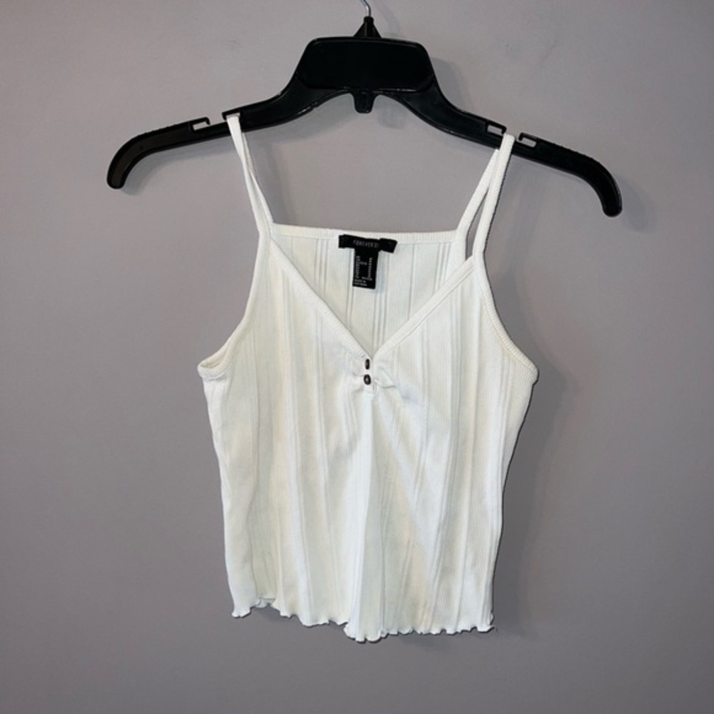 White ribbed tank top crop top Forever 21 Medium